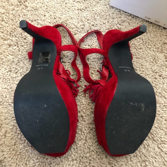 Red Suede Jeffrey Campbell Heels - Picture 4 of 4